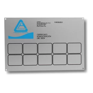 Placa identificativa de aluminio anodizado para baterías de contadores de agua